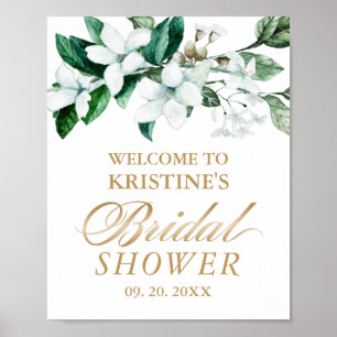 Elegante Blumenaquarell-Grün-Brautparty Poster