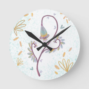 elegante Blumenaquarell  Runde Wanduhr