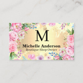 Elegante Blumenarrangements | Gold Metallic Visitenkarte