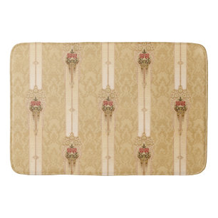 Elegante Blumenbänder auf geschnitztem Gold Damask Badematte