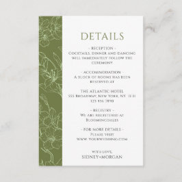 Elegante Blumenblätter Grüne Hochzeiten Details Begleitkarte