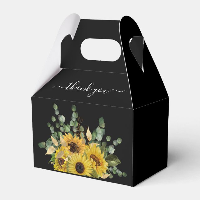 Elegante Blumenblumen Danke Black Wedding Geschenkschachtel (Rückseite)