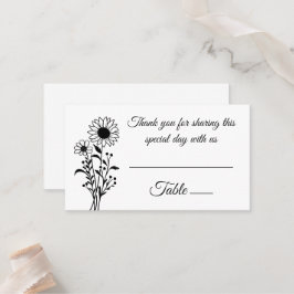 Elegante Blumenblumen Schwarz-weiß Hochzeit Platzkarte