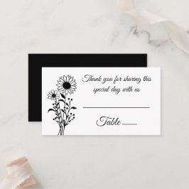 Elegante Blumenblumen Schwarz-weiß Hochzeit Platzkarte