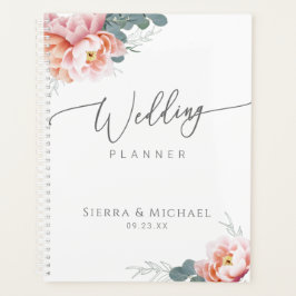 Elegante Blumenblush Pink Peony Greenerity Wedding Planer