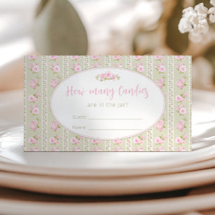 Elegante Blumenbonbon-Glas-Baby-Shower-Spielkarte Begleitkarte