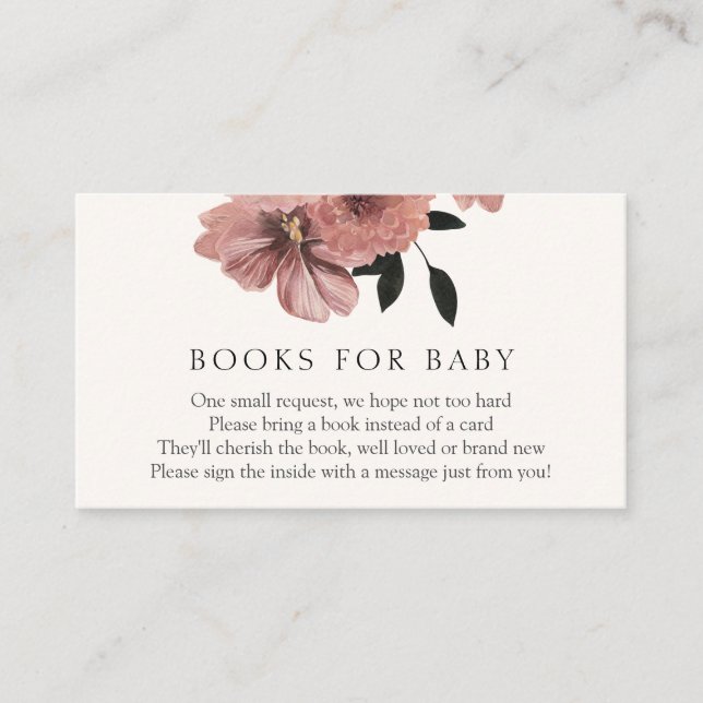 Elegante Blumenbücher für Babystichkarten Begleitkarte (Vorderseite)