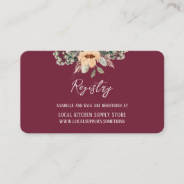Elegante Blumenburgund, Gift Registry Info Card Begleitkarte