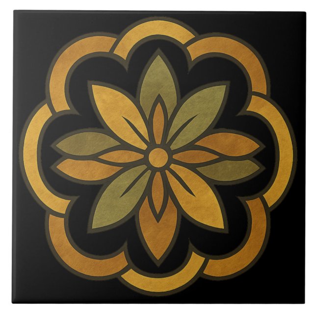 Elegante Blumendekoration Fliese (Vorderseite)