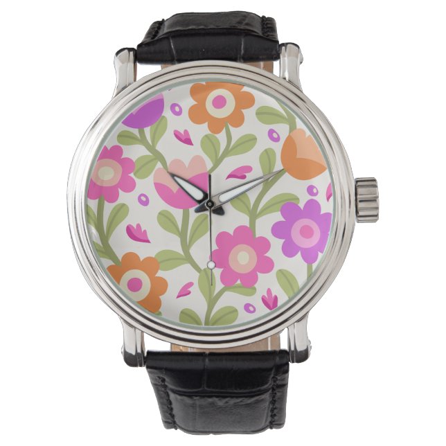 Elegante Blumendesigns - schön und individuell anp Armbanduhr (Vorderseite)