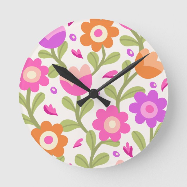 Elegante Blumendesigns - schön und individuell anp Runde Wanduhr (Vorderseite)