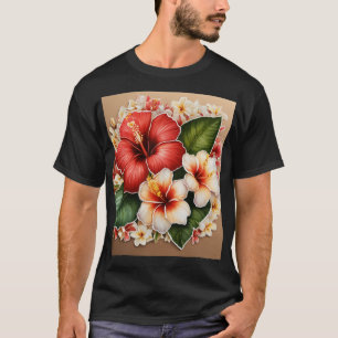 Elegante Blumendrucker-T - Shirt