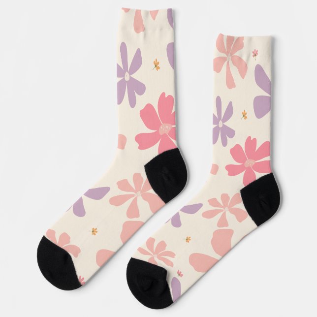 Elegante Blumendruckerei Botanische Kunst für die  Socken (Linkes Detail)