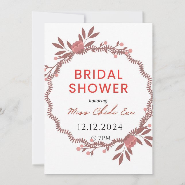 Elegante Blumendusche Einladung (Vorderseite)