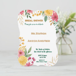 Elegante Blumendusche mit zwei Namen - Einladung