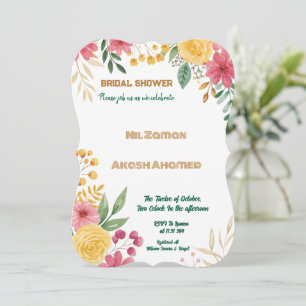 Elegante Blumendusche mit zwei Namen - Einladung