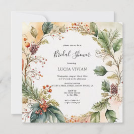 Elegante Blumendusche Weihnachten Bridal Einladung