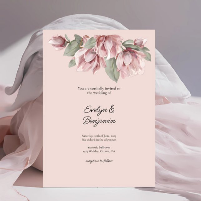 Elegante Blumendusty Rose Blush Wedding Einladung (Von Creator hochgeladen)