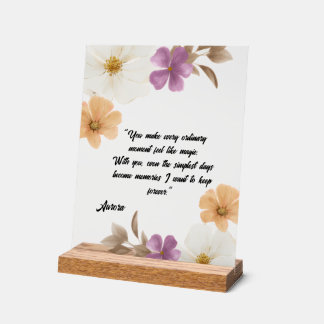 Elegante Blumenelegie Acrylschild