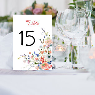 Elegante Blumenelemente für Hochzeitstisch-Nummern Tischnummer