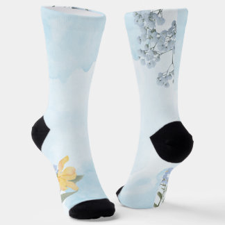 Elegante Blumengarten Blaue Schmetterling Crew Soc Socken