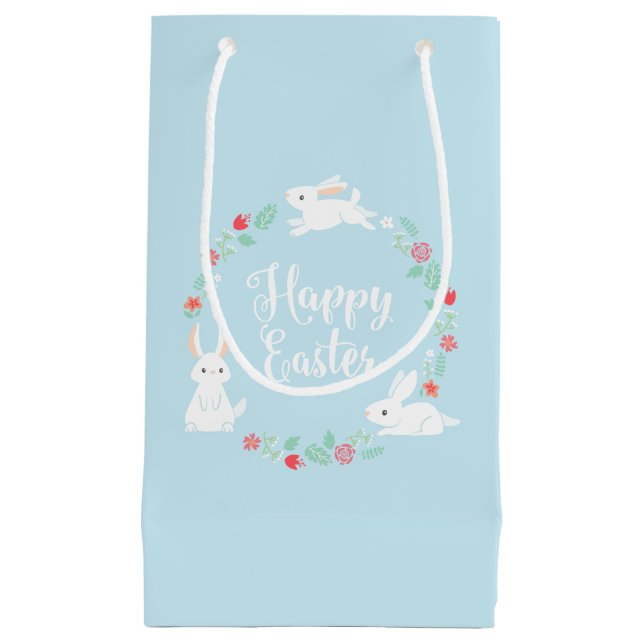 Elegante Blumengeschenk-Tasche OSTERHASEN-| Kleine Geschenktüte (Vorderseite)