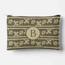 Elegante, blumengeschmückte Streifen in Beige und  Zubehörtasche