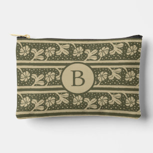 Elegante, blumengeschmückte Streifen in Beige und  Zubehörtasche