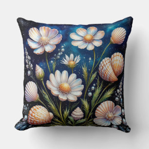 Elegante Blumengestaltung mit Muscheln Kissen