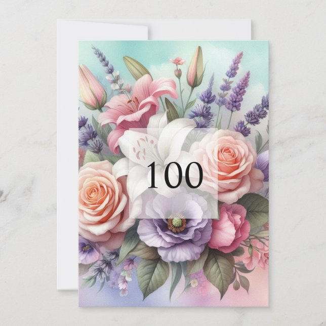 Elegante Blumengrün Aquarell Geburtstagsparty Einladung (Vorderseite)