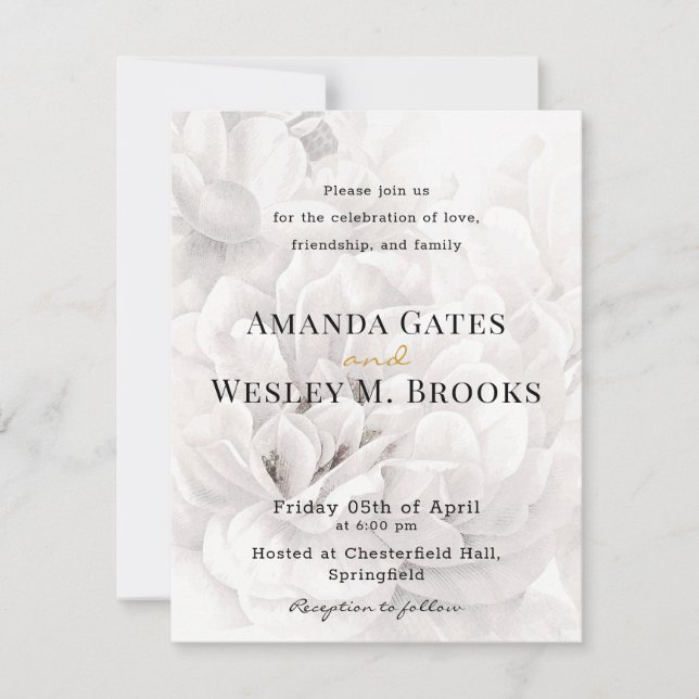 Elegante Blumengrün Hochzeitsempfehlung Einladung (Vorderseite)