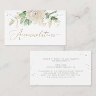 Elegante Blumengrün Hochzeitsunterkünfte Begleitkarte