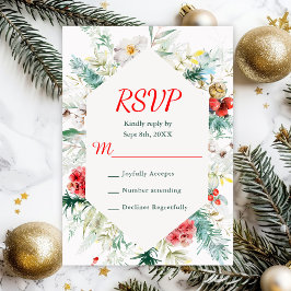 Elegante Blumengrün Winter Wedding RSVP Karte