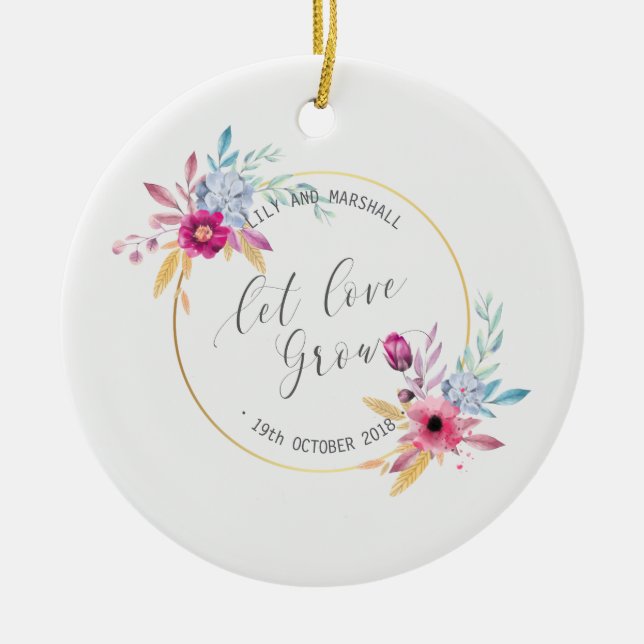 Elegante Blumenherr-u. Frau-Wedding | Keramik Ornament (Vorne)