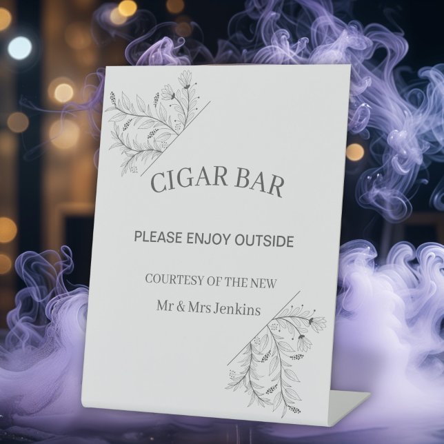 Elegante Blumenhochzeit "Cigar Bar" Sockelschild (Von Creator hochgeladen)