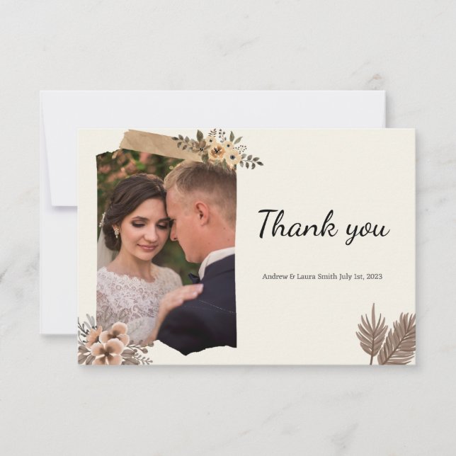 Elegante Blumenhochzeit Dankeschön-Karte | Botanis Dankeskarte (Vorderseite)