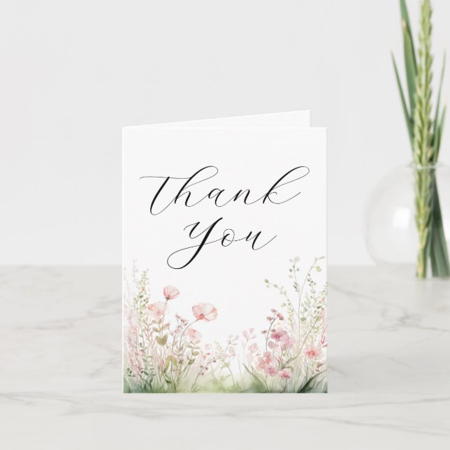 Elegante Blumenhochzeit Dankeskarte (Vorderseite)