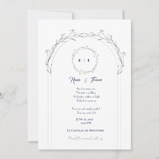 Elegante Blumenhochzeit - Einfach zu personalisier Einladung (Vorderseite)