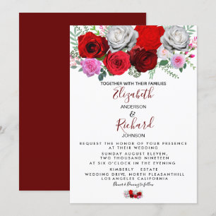 Elegante Blumenhochzeit Einladung