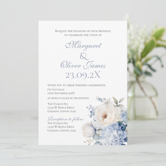 Elegante Blumenhochzeit Einladung (Stehend Vorderseite)