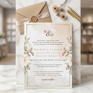 Elegante Blumenhochzeit Einladung