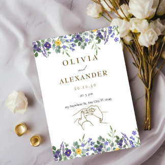 Elegante Blumenhochzeit Einladung