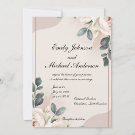 Elegante Blumenhochzeit Einladung mit Soft Pink a