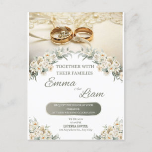 Elegante Blumenhochzeit - Emma & Liam Feiertagspostkarte