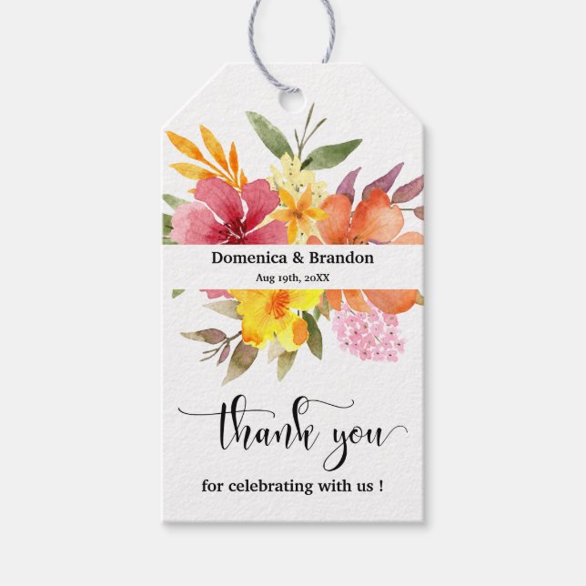 Elegante Blumenhochzeit Geschenkanhänger (Vorderseite)