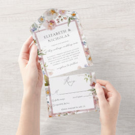 Elegante Blumenhochzeit in einer Einladung
