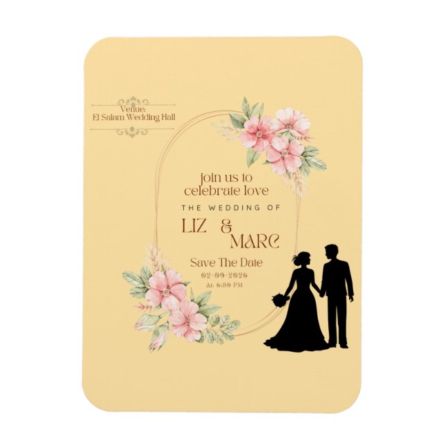Elegante Blumenhochzeit Magnet (Vertikal)