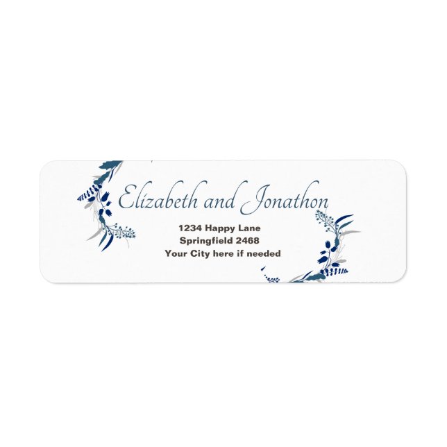 Elegante Blumenhochzeit mit Blue-Address-Label (Vorne)