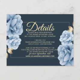 Elegante Blumenhochzeit mitternacht Begleitkarte