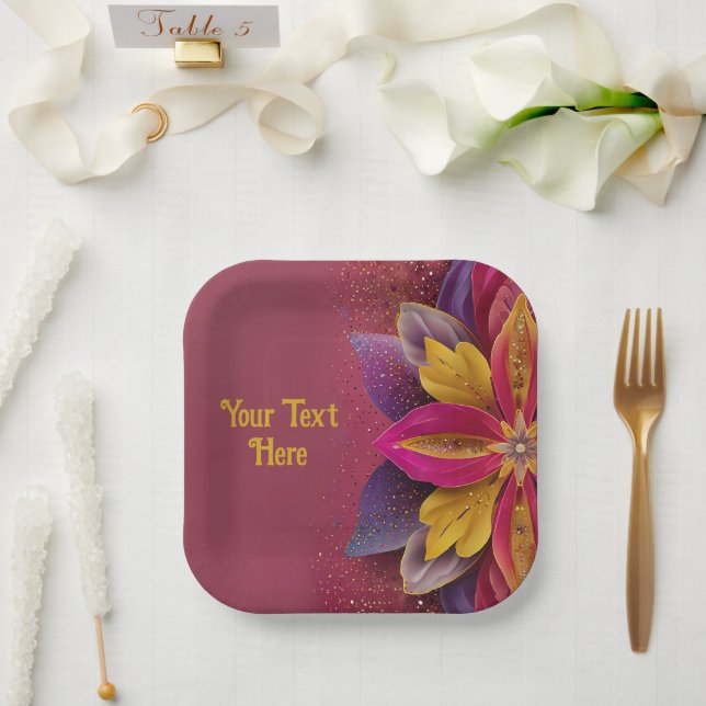 Elegante Blumenhochzeit Pappteller (Hochzeit)